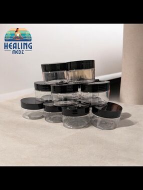 15 Pieces 2oz Plastic Jars with Black Lids BPA Free Small 60 gram Jar
